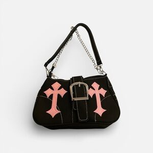 Black Bag with Pink Cross Accents